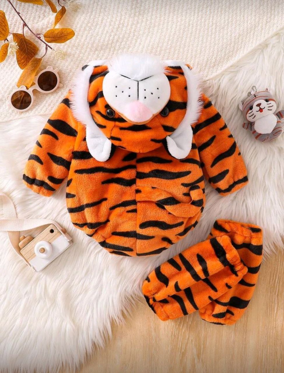 Conjunto de pelele + calcetines con diseño de tigre para bebé